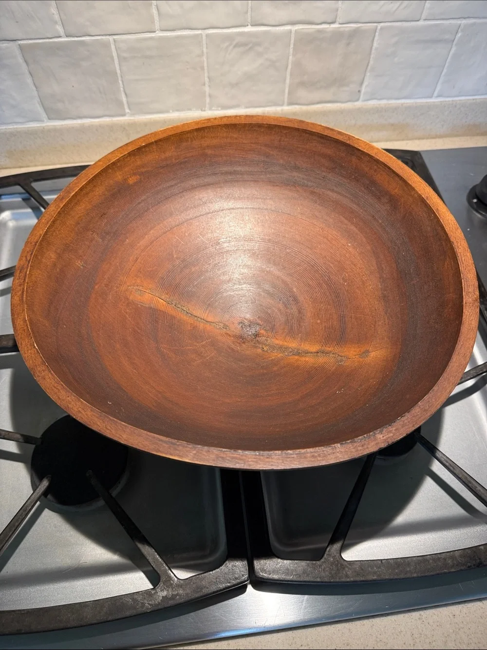 Wooden Decorative Serving Bowl in Warm Brown